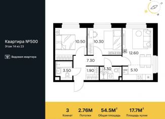 Продам 3-комнатную квартиру, 54.5 м2, Мытищи