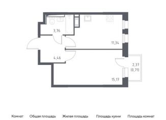 Продажа 1-ком. квартиры, 35.4 м2, Мурино, жилой комплекс Новые Лаврики, 1.1