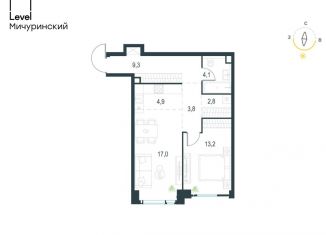 Продается двухкомнатная квартира, 55.1 м2, Москва, ЗАО, жилой комплекс Левел Мичуринский, к1