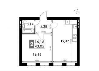 Продаю однокомнатную квартиру, 43.1 м2, Апрелевка, улица Парк Апрель, 44