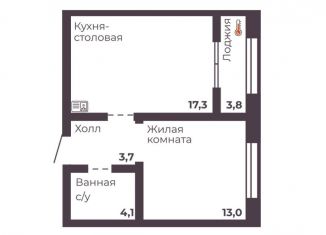 1-ком. квартира на продажу, 38.1 м2, Челябинская область