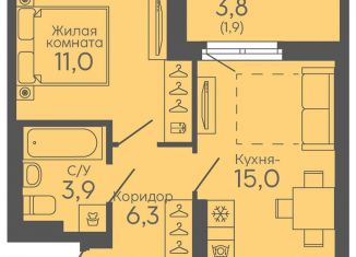 Продаю 1-ком. квартиру, 38.1 м2, Екатеринбург, жилой комплекс Новокольцовский, 6