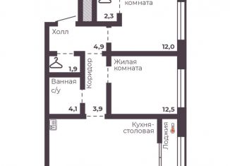 Продам двухкомнатную квартиру, 63.6 м2, Челябинск