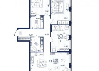 Продается 3-ком. квартира, 88.9 м2, Тула