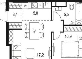 2-комнатная квартира на продажу, 42 м2, Москва, метро Мичуринский проспект, Большая Очаковская улица, 12к4