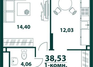 1-ком. квартира на продажу, 38.5 м2, Ульяновск, жилой комплекс Аквамарин-2, 3