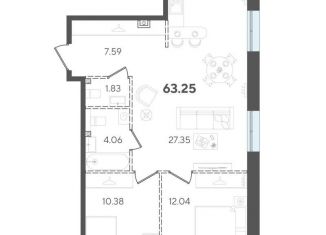 Продаю 2-комнатную квартиру, 63.3 м2, Москва, Старобитцевская улица, 7