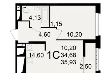 Продается 1-комнатная квартира, 35.9 м2, Рязань