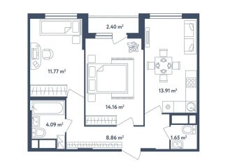 Продается трехкомнатная квартира, 55.6 м2, поселок Мещерино