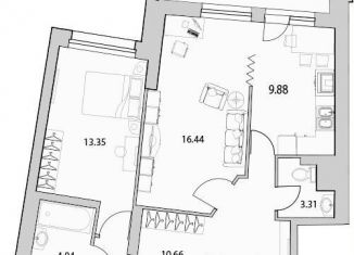 Продается двухкомнатная квартира, 71.7 м2, Санкт-Петербург, улица Кустодиева, 5к1, Выборгский район