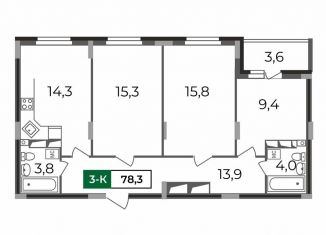 Продам 3-ком. квартиру, 78.3 м2, Владимир, Сталинградский бульвар, 7