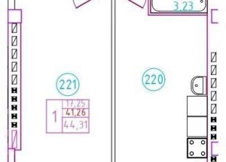 1-комнатная квартира на продажу, 44.3 м2, Ростовская область, переулок Бродского, 8