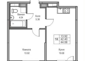 Продаю однокомнатную квартиру, 42.4 м2, Санкт-Петербург, Приморский район, Ивинская улица, 1к2