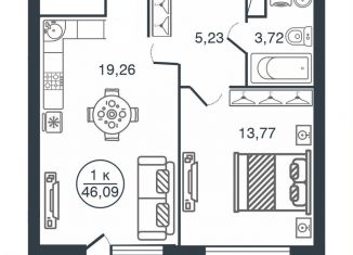 Продажа однокомнатной квартиры, 46.5 м2, Тверь