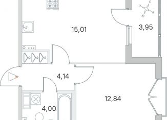 1-ком. квартира на продажу, 38 м2, посёлок Стрельна, ЖК Любоград