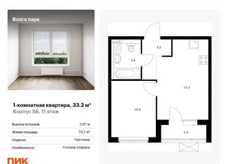 Продается 1-комнатная квартира, 33.2 м2, Ярославская область, жилой комплекс Волга Парк, 5Б