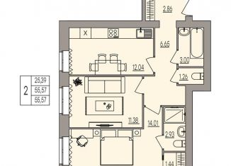 Продажа 2-ком. квартиры, 55.6 м2, Волгоград, улица Землячки, 84