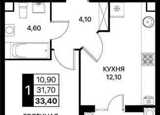 Продам 1-комнатную квартиру, 33.4 м2, Ростов-на-Дону