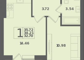 Продаю 1-комнатную квартиру, 35.7 м2, Калининградская область