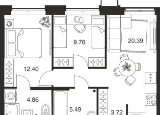 Продается трехкомнатная квартира, 56.6 м2, 