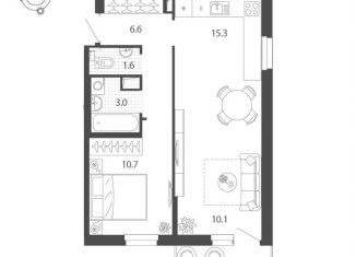 Продажа 2-комнатной квартиры, 48.5 м2, Тюмень, улица Парада Победы, 11, ЖК Финский залив