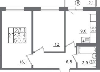 Продам двухкомнатную квартиру, 50.5 м2, Иркутск