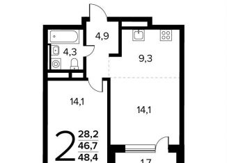 Продажа двухкомнатной квартиры, 48.4 м2, Москва