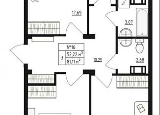 Продаю 3-ком. квартиру, 81.1 м2, деревня Малое Верево