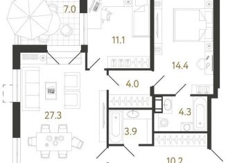 Продается 2-ком. квартира, 75.2 м2, Санкт-Петербург, муниципальный округ Шувалово-Озерки