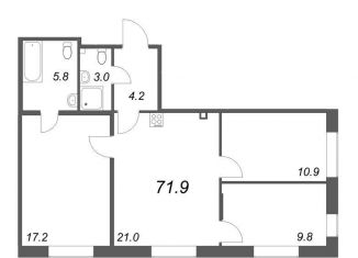 Продаю 3-комнатную квартиру, 71.9 м2, Санкт-Петербург, метро Василеостровская