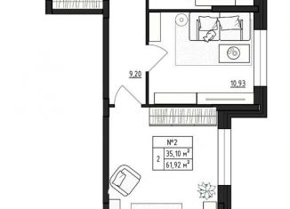 Продается 2-ком. квартира, 61.9 м2, деревня Малое Верево