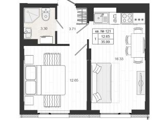 Продаю 1-комнатную квартиру, 36 м2, деревня Малое Верево, улица Кутышева, 9Вк9