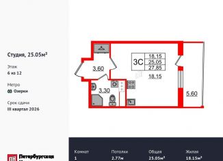 Продаю квартиру студию, 25.1 м2, Санкт-Петербург, метро Парнас