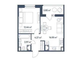 Продажа 2-комнатной квартиры, 38.6 м2, Москва, жилой комплекс Светлый Мир Станция Л, к8, ЖК Светлый Мир Станция Л