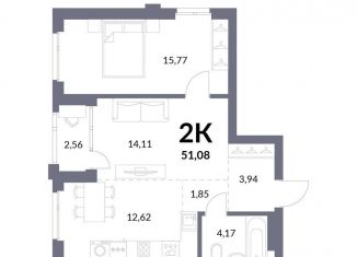 Продажа 1-комнатной квартиры, 52.1 м2, Новосибирская область, Горская улица, 2/1