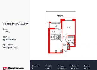 Продам 1-комнатную квартиру, 36.1 м2, Санкт-Петербург, Московский район, Кубинская улица, 78к2