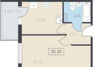 Продается 1-комнатная квартира, 35.3 м2, деревня Борисовичи, Завеличенская улица, 18