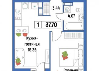 Продаю 1-ком. квартиру, 37.7 м2, Мурино, ЖК Урбанист