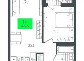 Продажа 1-комнатной квартиры, 46.7 м2, Тюмень, Калининский округ, улица Николая Глебова, 10