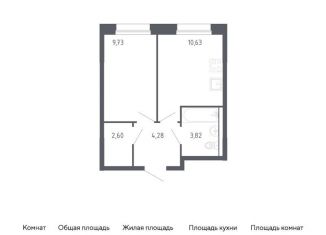 Продам 1-комнатную квартиру, 31.1 м2, Тюмень, жилой комплекс Чаркова 72, 1.2