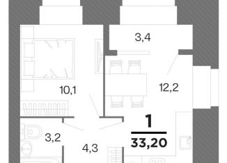 Продажа 1-ком. квартиры, 33.2 м2, Рязанская область