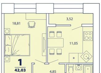 Продается однокомнатная квартира, 42 м2, Рязанская область