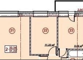 Продажа 2-комнатной квартиры, 51 м2, деревня Ликино, деревня Ликино, 103А