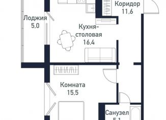 Сдается 1-ком. квартира, 48.2 м2, посёлок Западный, улица имени Ефрейтора Потехина, 2