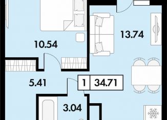 Продажа 1-ком. квартиры, 34.7 м2, село Дядьково, ЖК Окские просторы