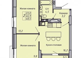 Двухкомнатная квартира на продажу, 48.5 м2, Волгоград, Кировский район