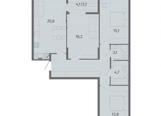 3-комнатная квартира на продажу, 91.2 м2, Калининград, улица Маршала Борзова, 107, ЖК Альпы