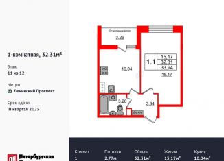 1-комнатная квартира на продажу, 32.3 м2, Санкт-Петербург, 1-й Предпортовый проезд, 1, 1-й Предпортовый проезд