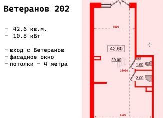 Помещение свободного назначения на продажу, 42.6 м2, Санкт-Петербург, проспект Ветеранов, 202, муниципальный округ Сосновая Поляна