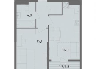 Продам 1-комнатную квартиру, 42.5 м2, Калининград, улица Маршала Борзова, 109, ЖК Альпы